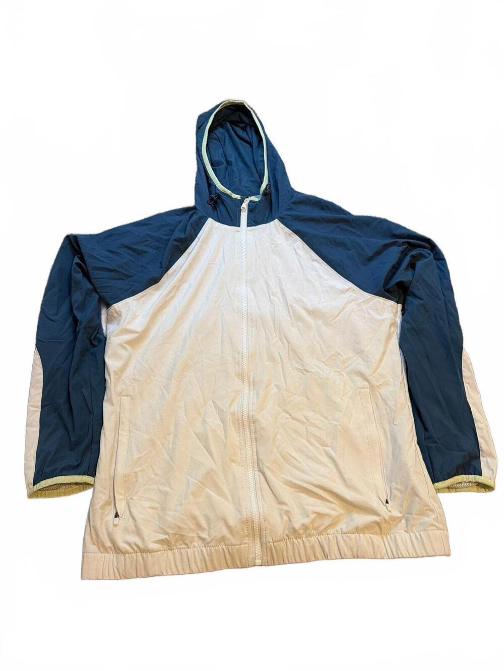 Gilly Hicks Mens Jacket Medium Blue White Hooded Lightweight